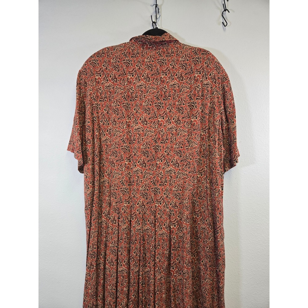 Elisabeth Vintage Paisley Boho Button Front Short Sleeve Midi Dress Size 22 - Picture 6 of 7